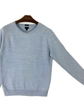 Nwot J. CREW Sweater M Blue Crew-Neck Cotton Long-Sleeve Slim Fit